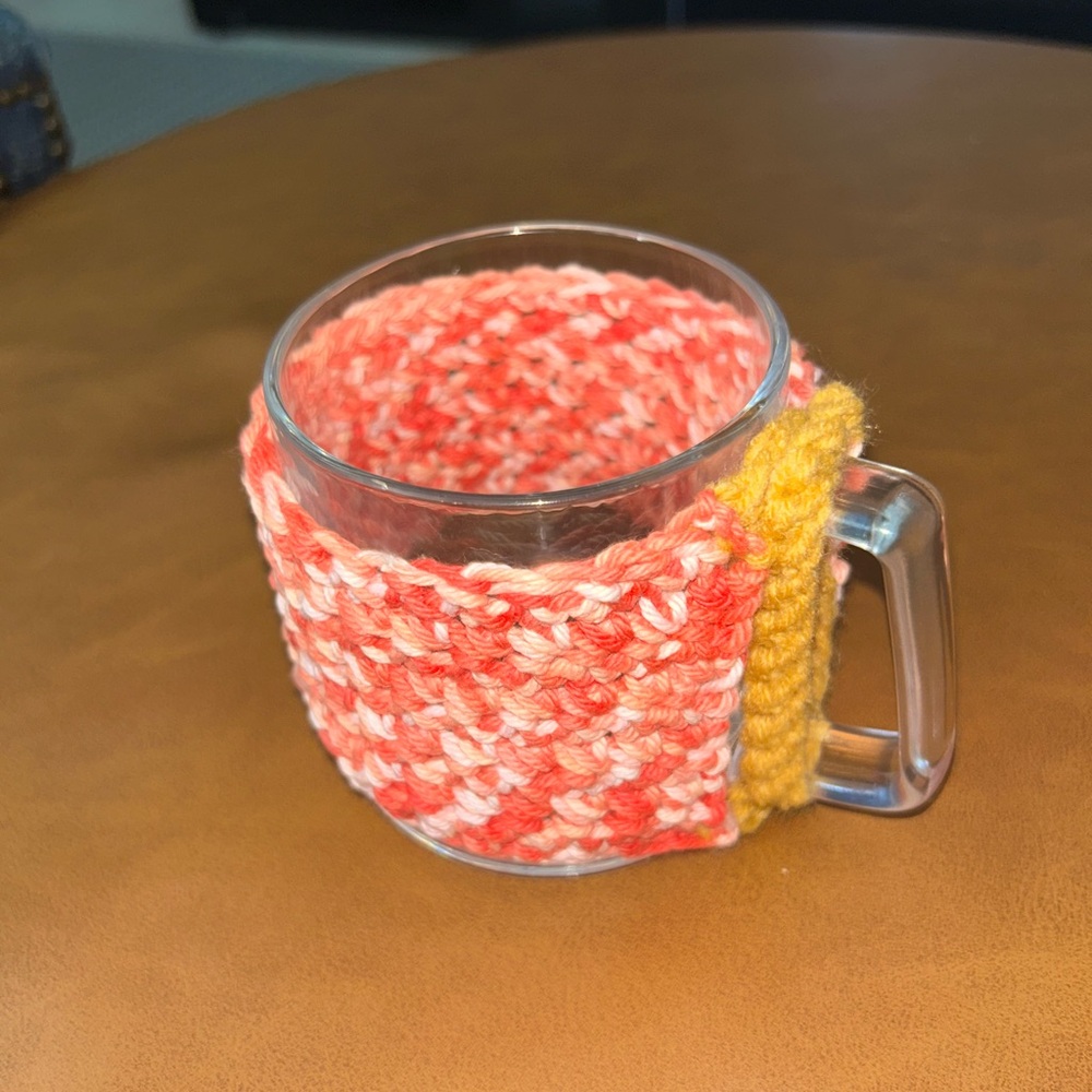 Handmade Knit Mug Cozy and coaster set